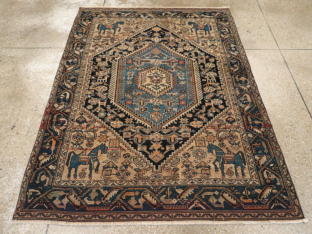 Antique Persian Malayer Pictorial Accent Rug, No.27795 - Gss