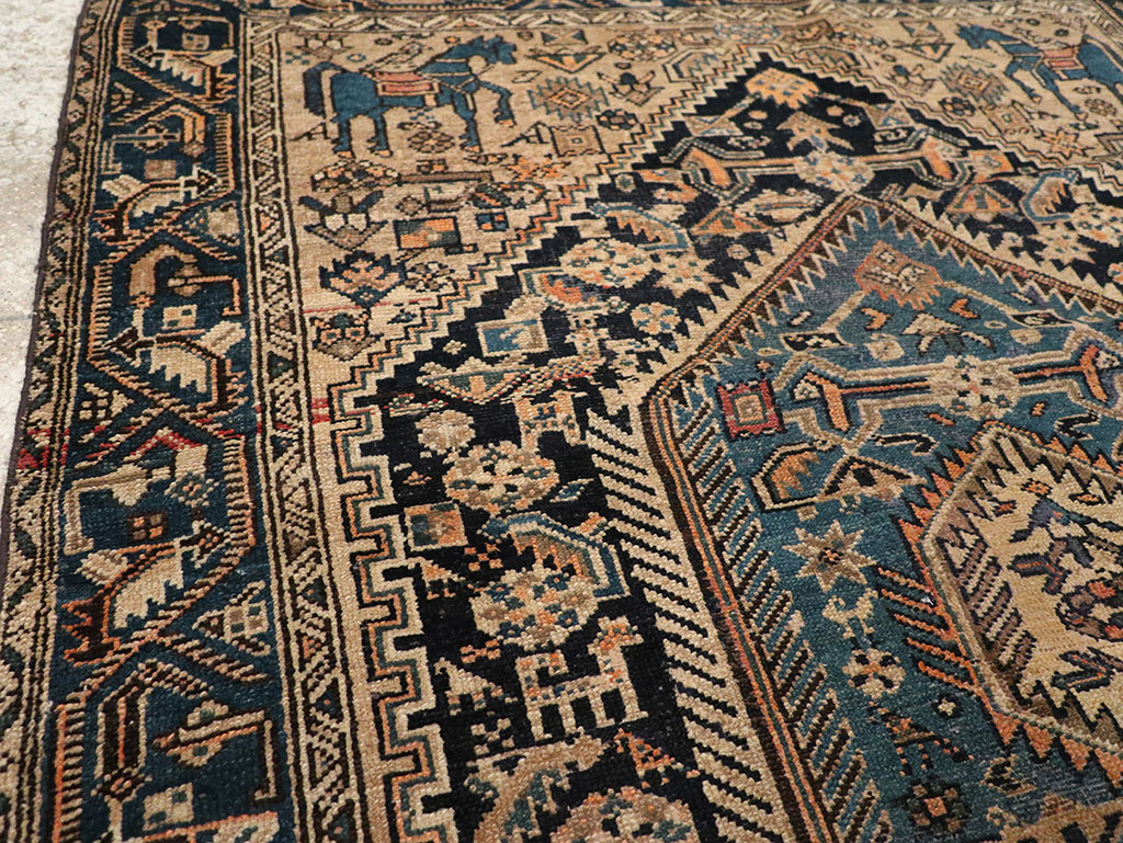 Antique Persian Malayer Pictorial Accent Rug, No.27795 - Gss