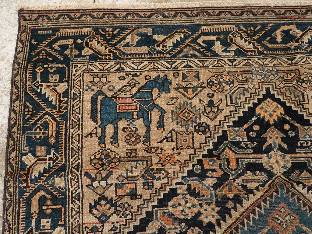 Antique Persian Malayer Pictorial Accent Rug, No.27795 - Gss