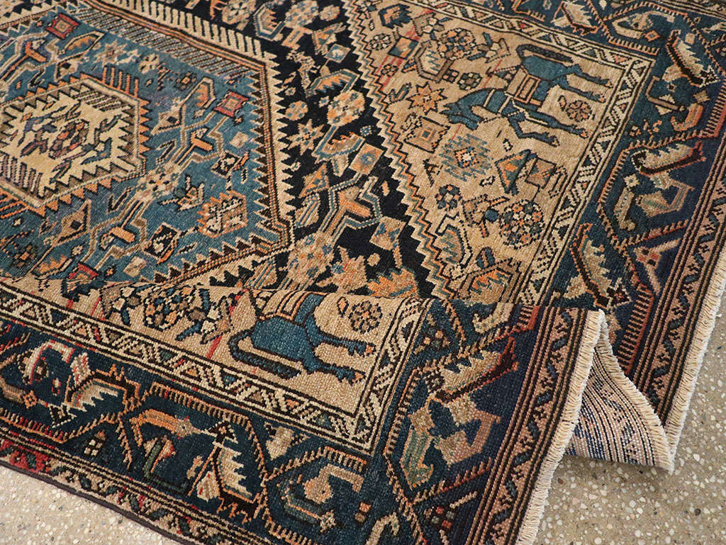 Antique Persian Malayer Pictorial Accent Rug, No.27795 - Gss