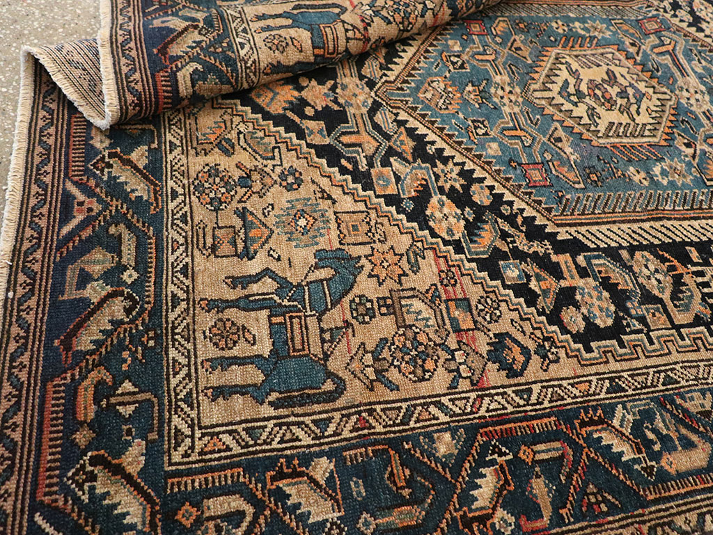 Antique Persian Malayer Pictorial Accent Rug, No.27795 - Gss