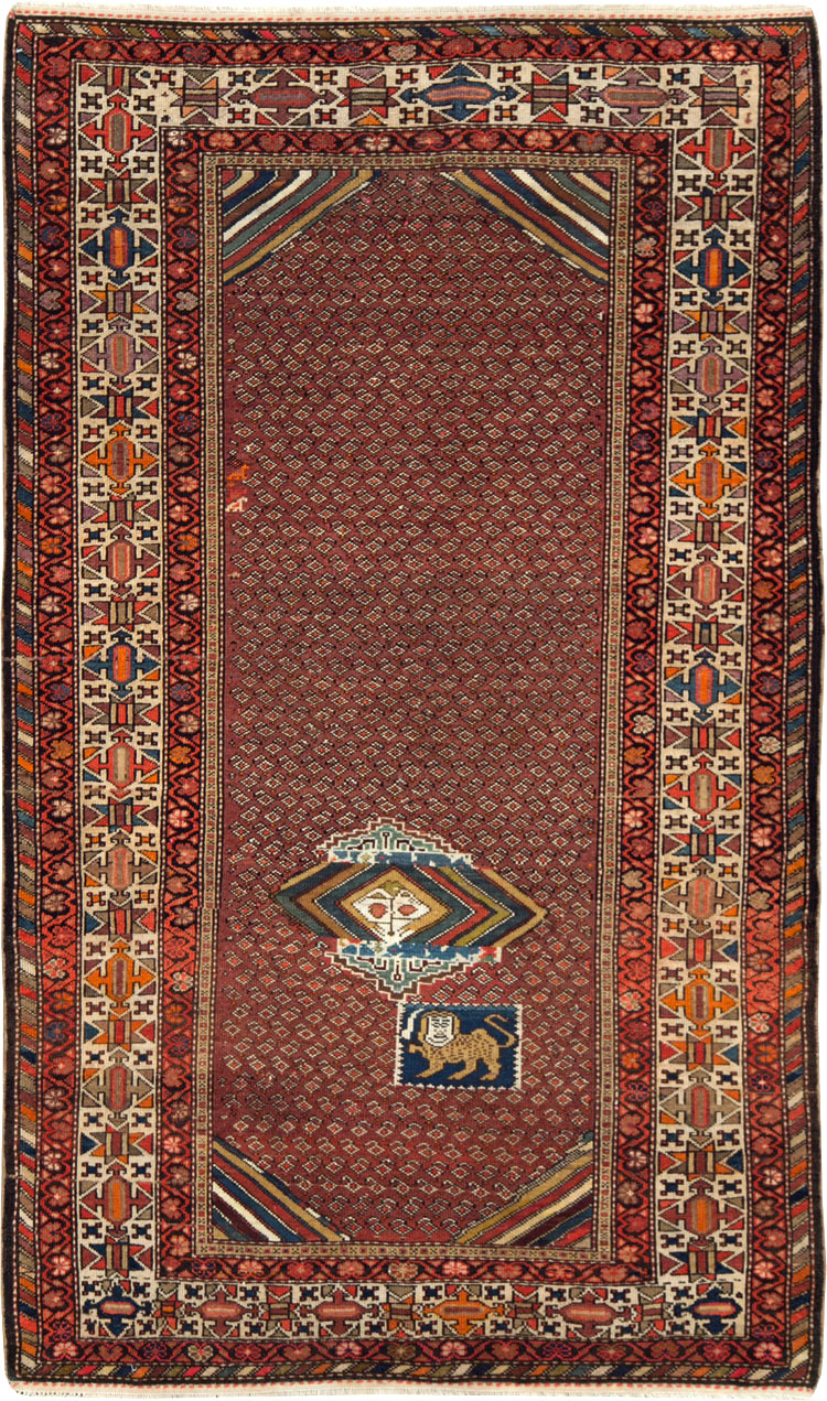 Antique Persian Pictorial Malayer Accent Rug, No.27798 - Gss
