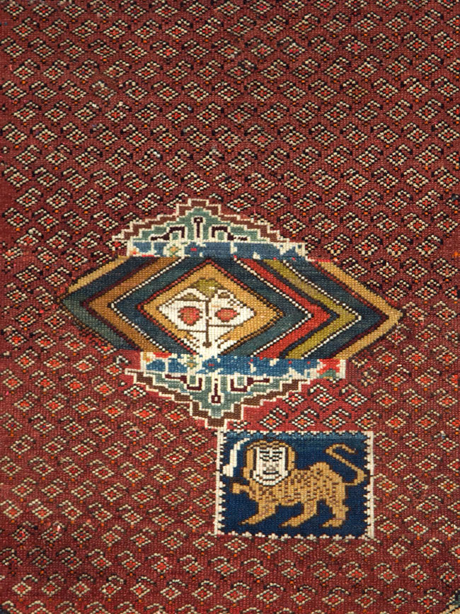 Antique Persian Pictorial Malayer Accent Rug, No.27798 - Gss