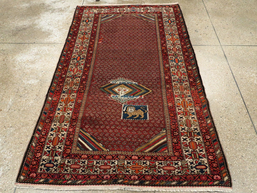 Antique Persian Pictorial Malayer Accent Rug, No.27798 - Gss