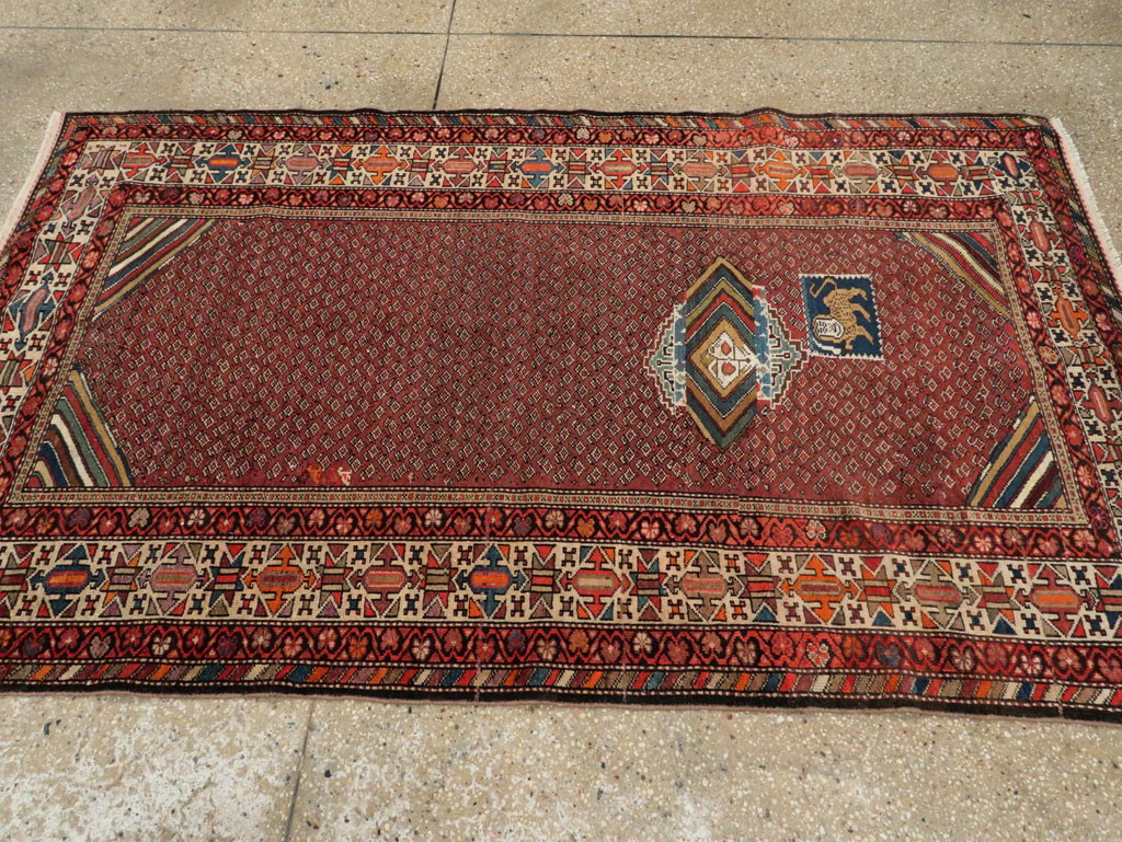 Antique Persian Pictorial Malayer Accent Rug, No.27798 - Gss