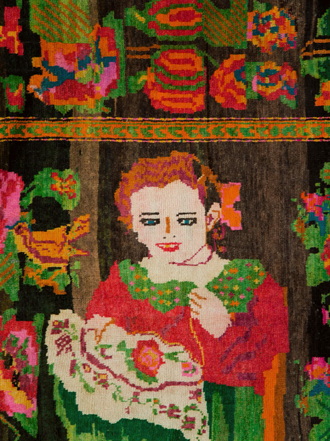 Vintage Pictorial Karabagh Rug, No.27809 - Gss