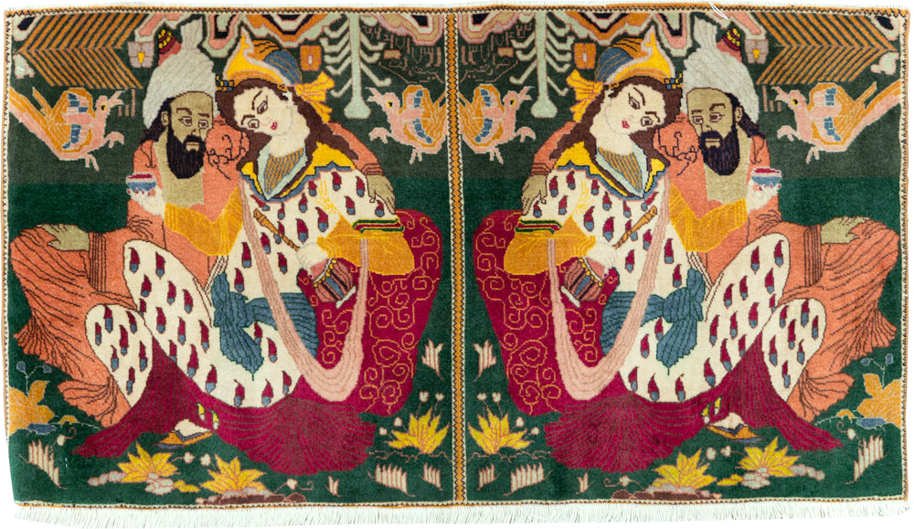 Vintage Persian Tabriz Pictorial Rug, No.27810 - Gss