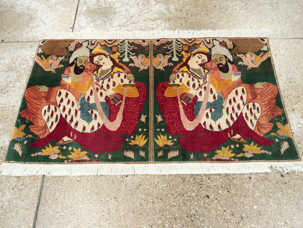 Vintage Persian Tabriz Pictorial Rug, No.27810 - Gss