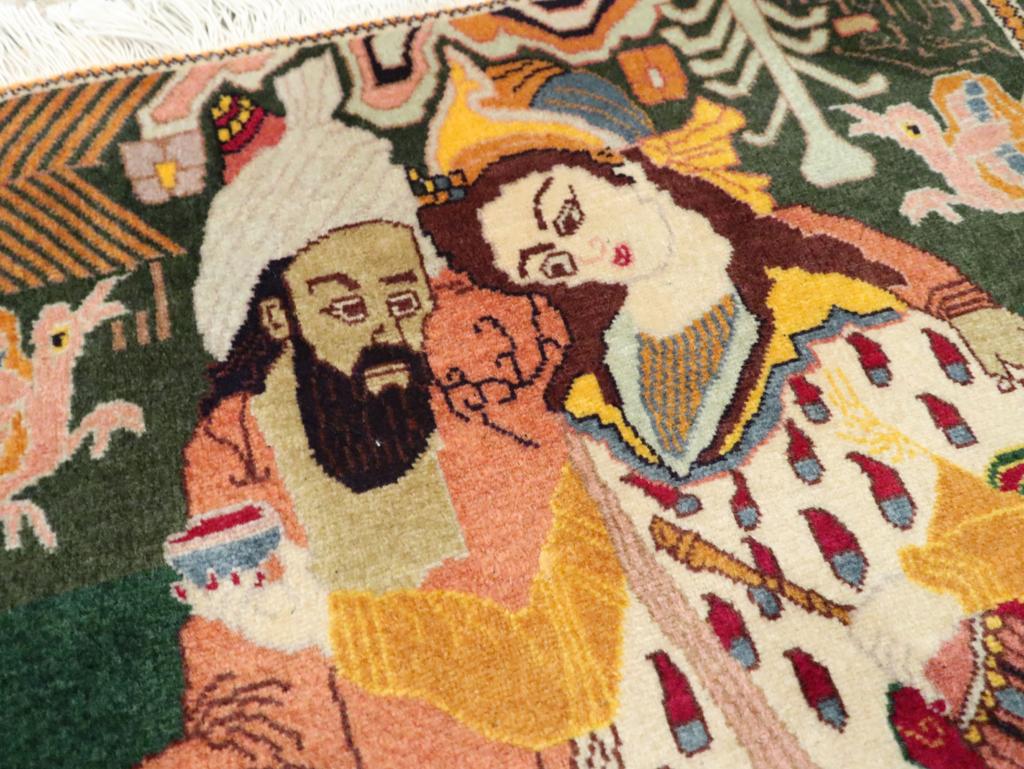 Vintage Persian Tabriz Pictorial Rug, No.27810 - Gss