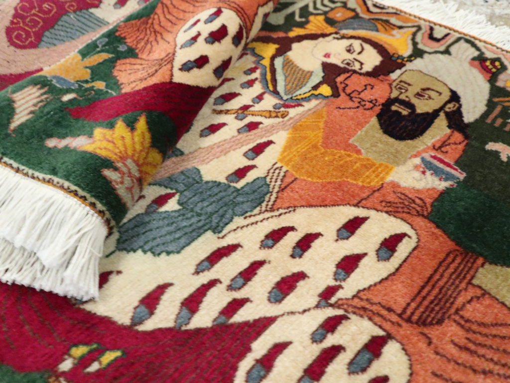 Vintage Persian Tabriz Pictorial Rug, No.27810 - Gss