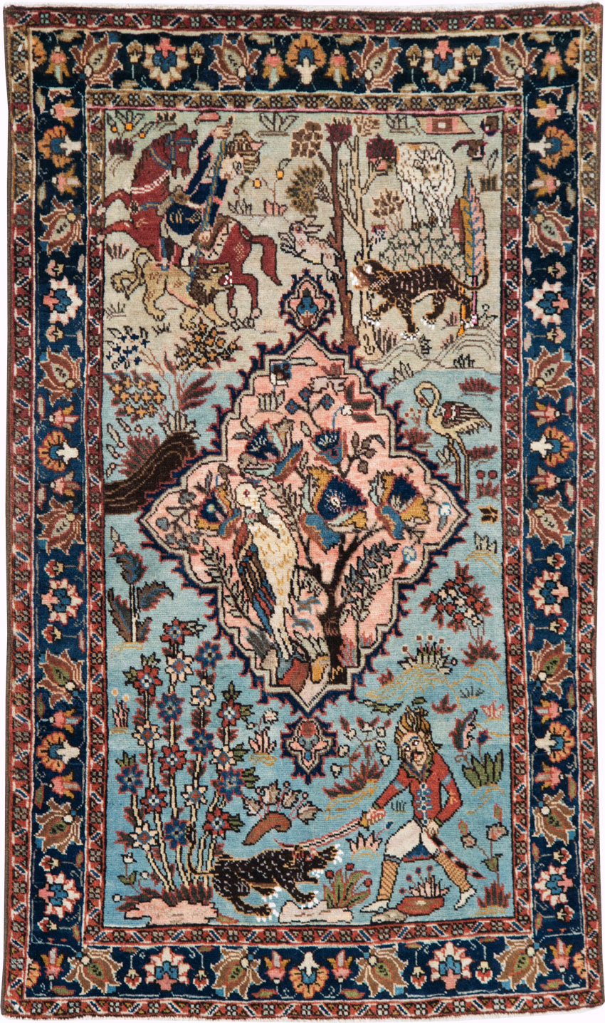 Vintage Persian Tabriz Pictorial Rug, No.27811 - Gss