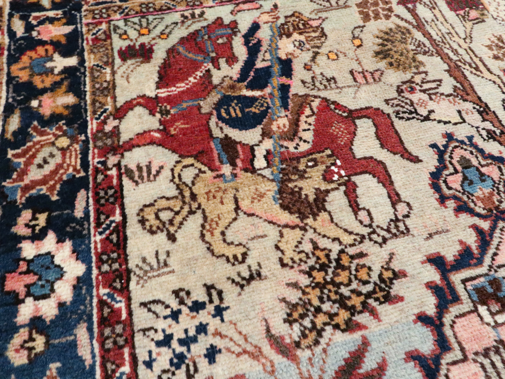 Vintage Persian Tabriz Pictorial Rug, No.27811 - Gss