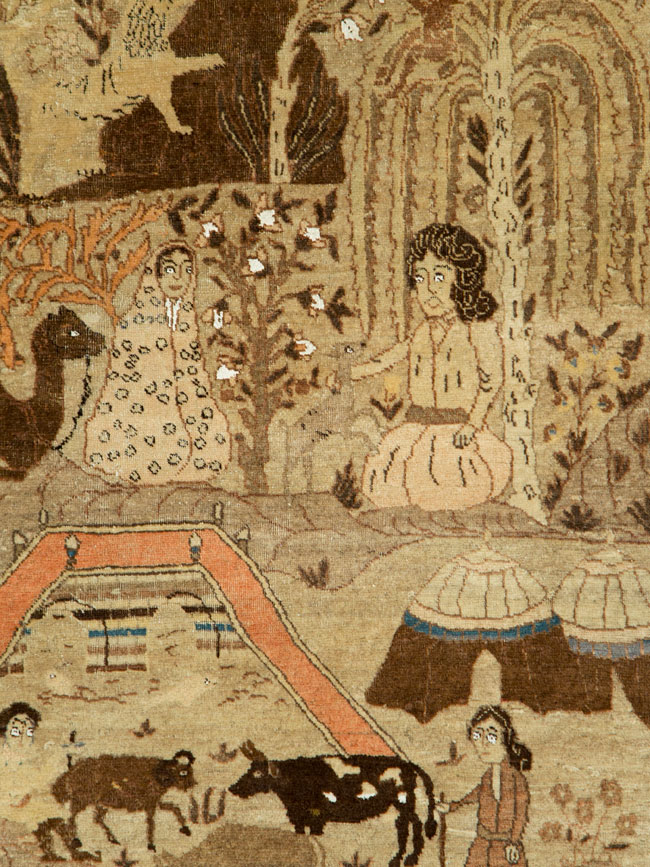 Antique Persian Pictorial Tabriz Rug, No.27817 - Gss