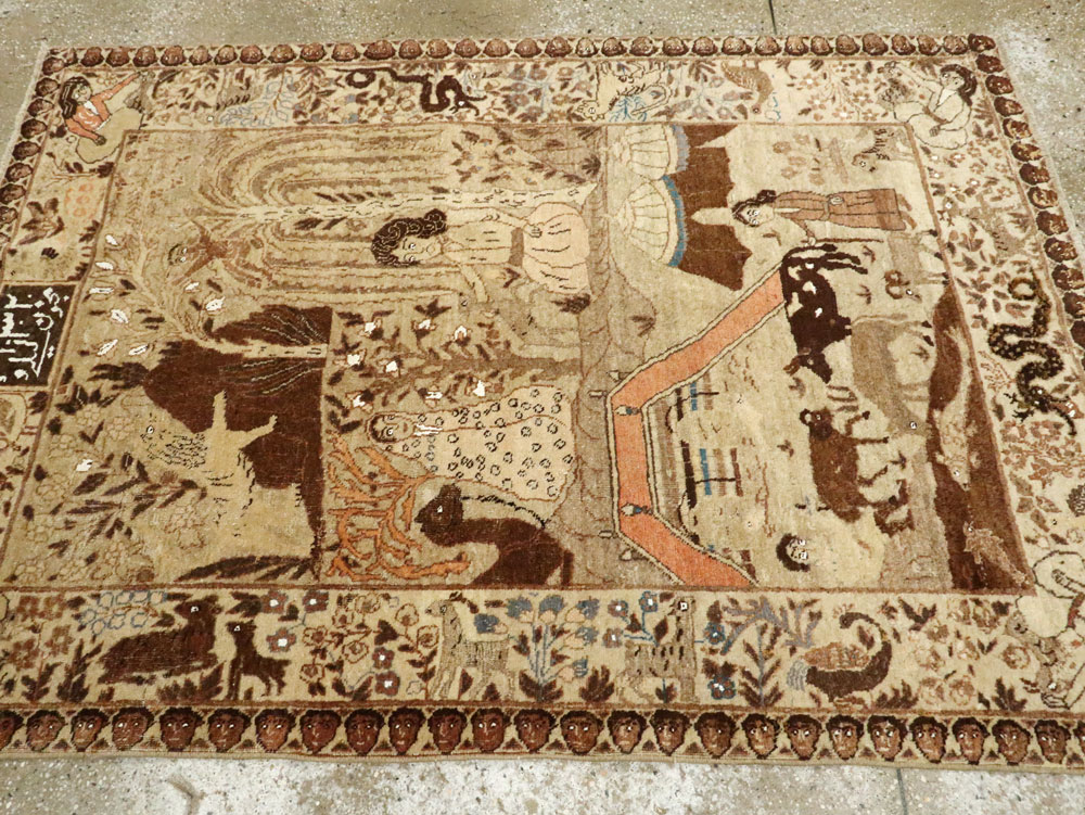 Antique Persian Pictorial Tabriz Rug, No.27817 - Gss
