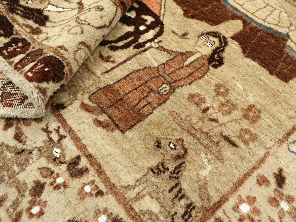 Antique Persian Pictorial Tabriz Rug, No.27817 - Gss