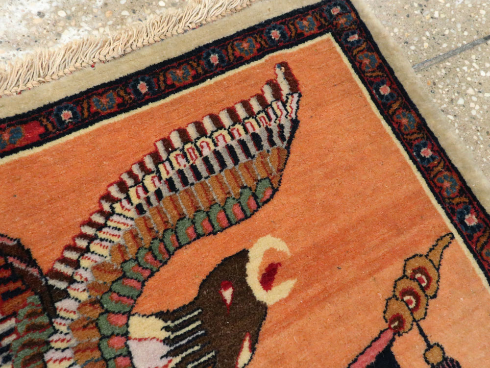 Antique Persian Kashan Flag Pictorial Rug, No.27823 - Gss