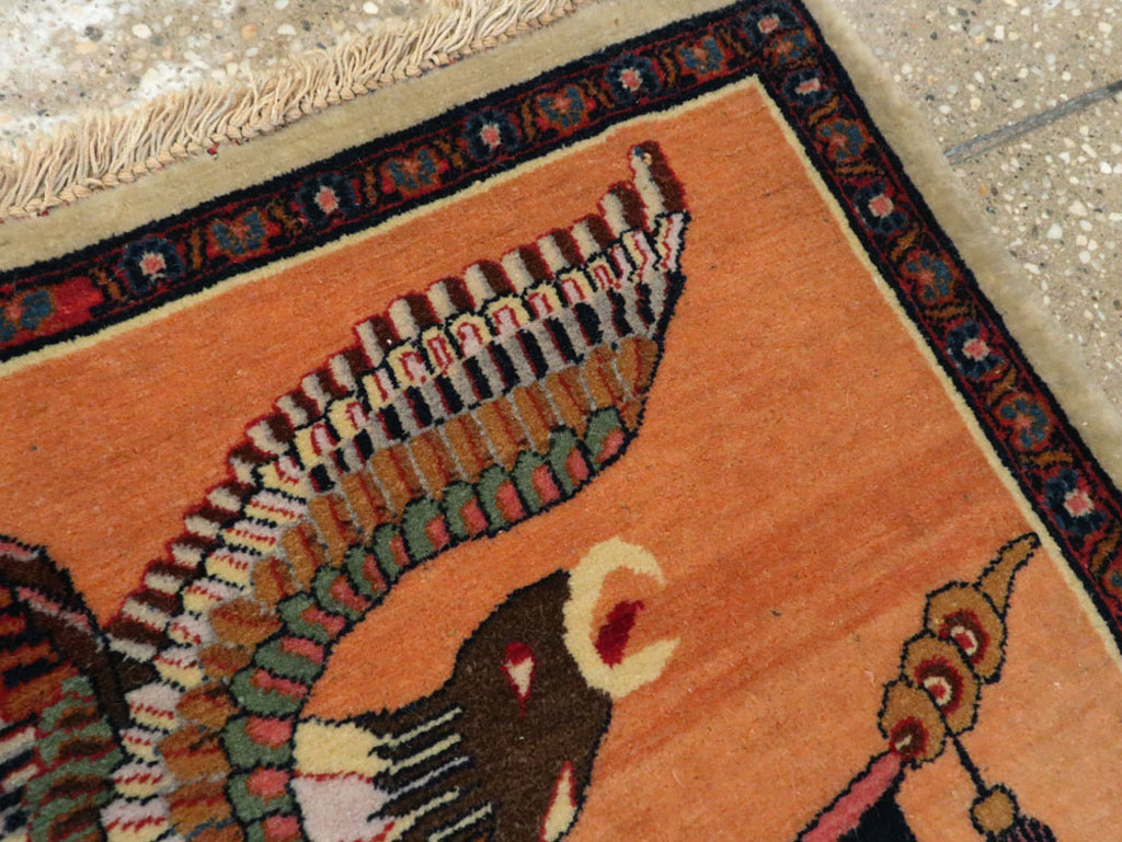 Antique Persian Kashan Flag Pictorial Rug, No.27823 - Gss