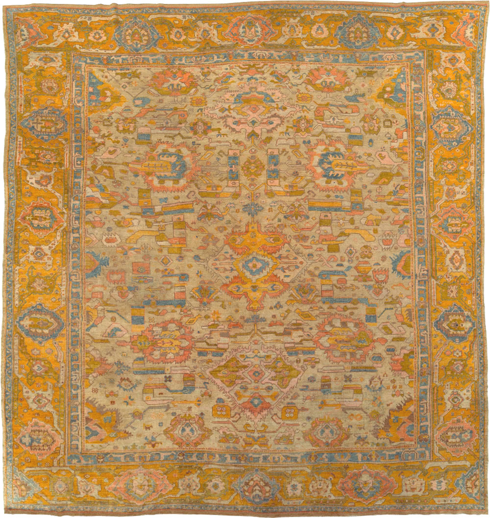 Antique Turkish Oushak Square Carpet, No.27824 - Gss