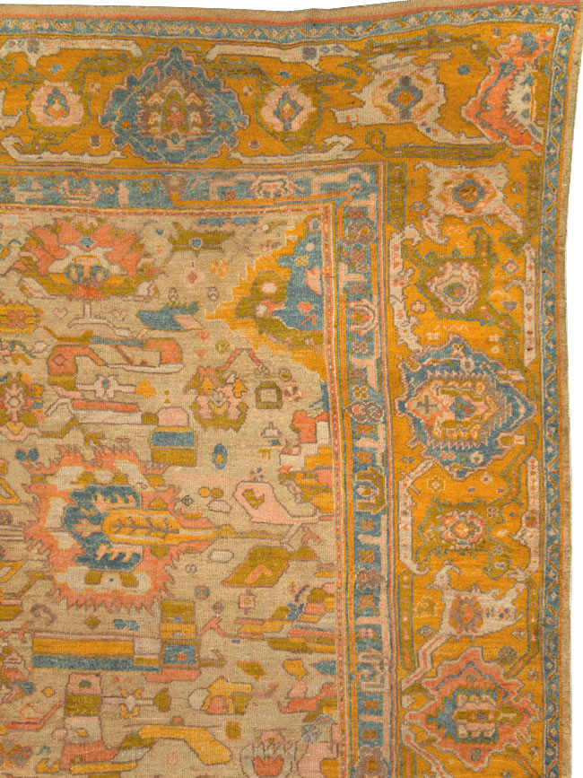 Antique Turkish Oushak Square Carpet, No.27824 - Gss