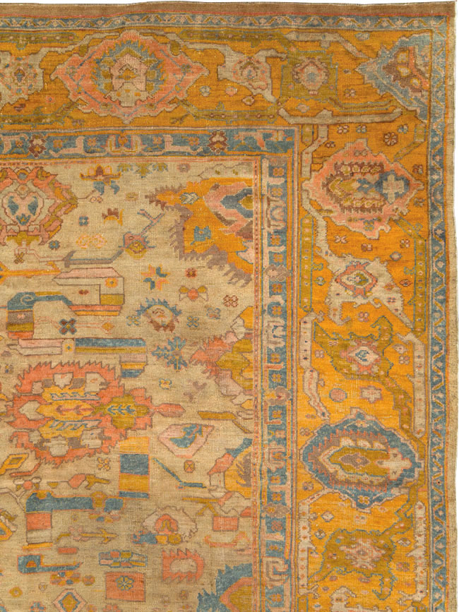 Antique Turkish Oushak Square Carpet, No.27824 - Gss