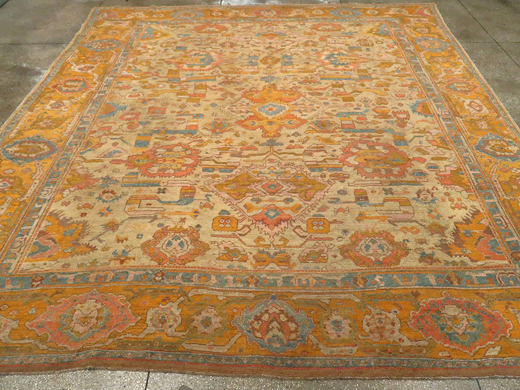 Antique Turkish Oushak Square Carpet, No.27824 - Gss