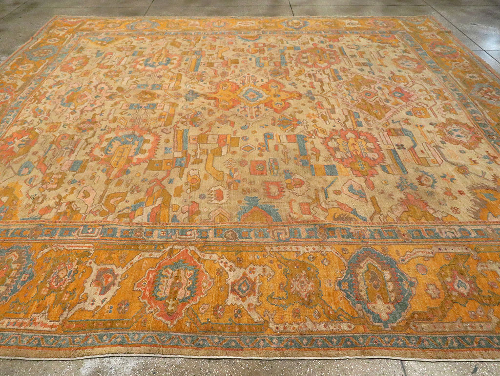 Antique Turkish Oushak Square Carpet, No.27824 - Gss
