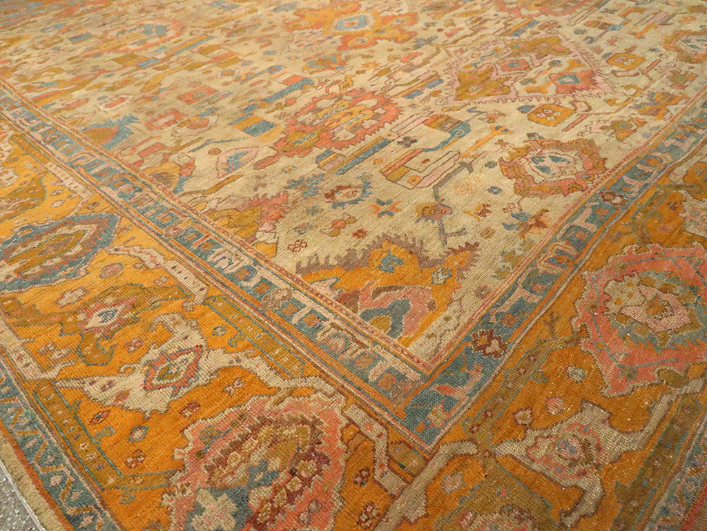 Antique Turkish Oushak Square Carpet, No.27824 - Gss