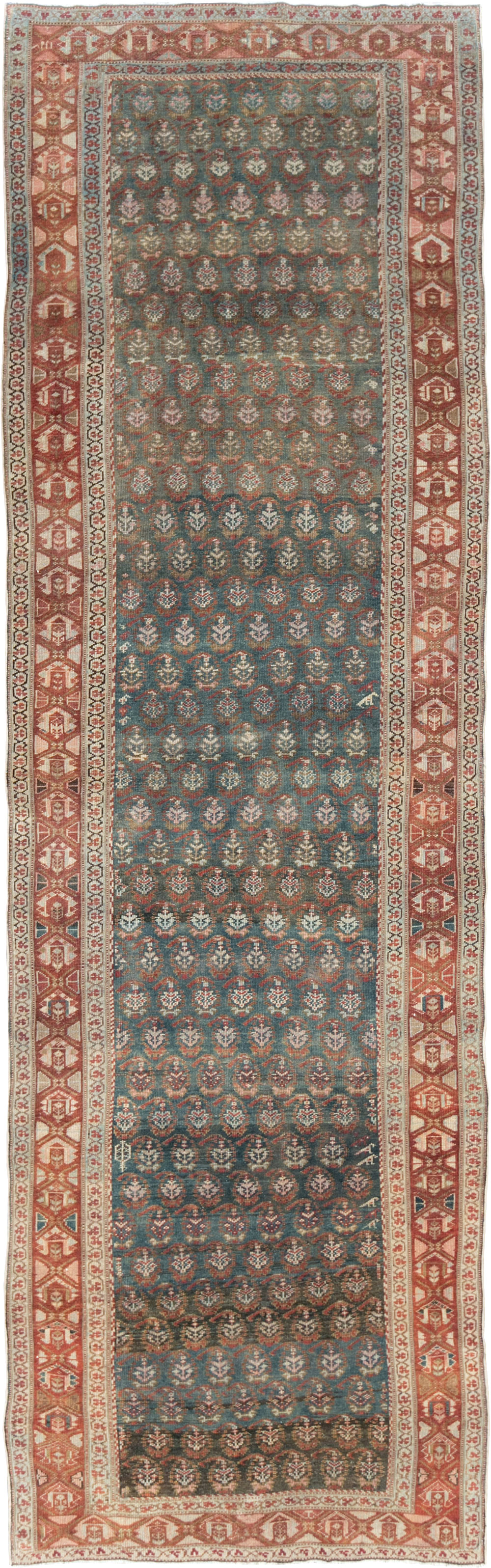 Antique Persian Kurdish Wide Gallery Runner, No.27826 - Gss