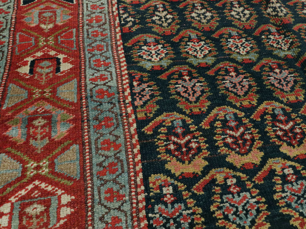 Antique Persian Kurdish Wide Gallery Runner, No.27826 - Gss