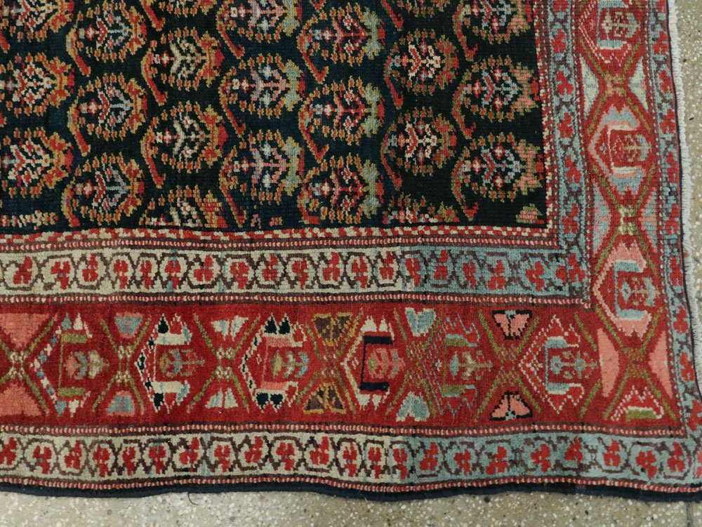 Antique Persian Kurdish Wide Gallery Runner, No.27826 - Gss