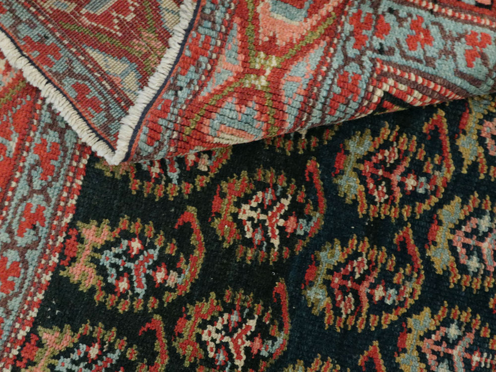 Antique Persian Kurdish Wide Gallery Runner, No.27826 - Gss