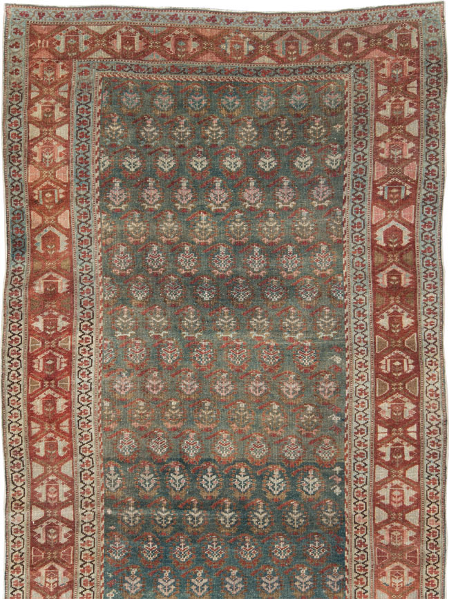 Antique Persian Kurdish Wide Gallery Runner, No.27826 - Gss