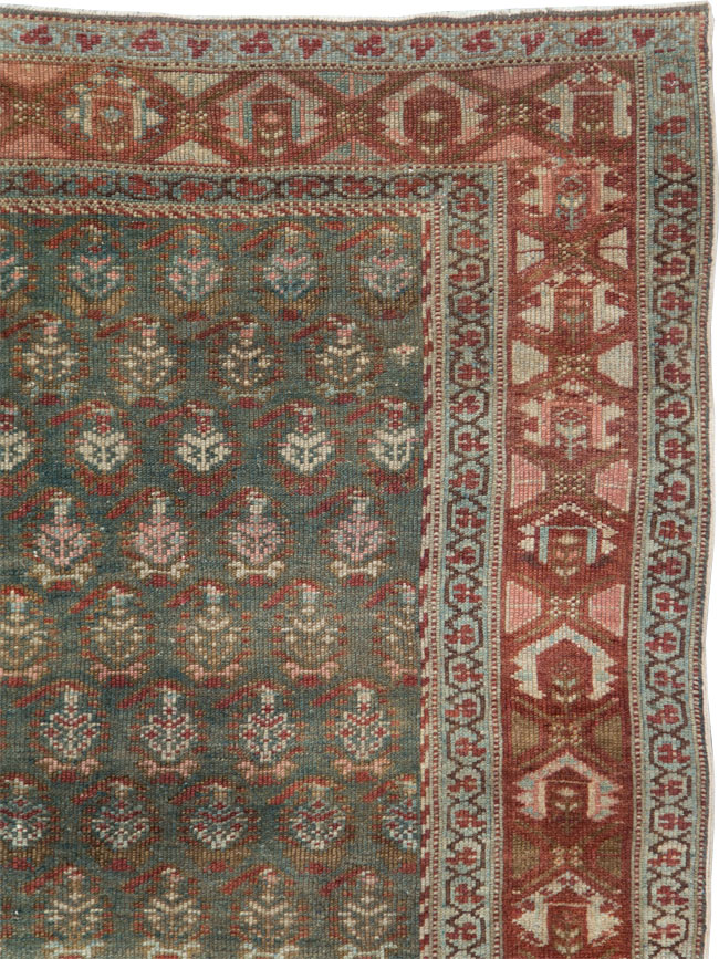 Antique Persian Kurdish Wide Gallery Runner, No.27826 - Gss