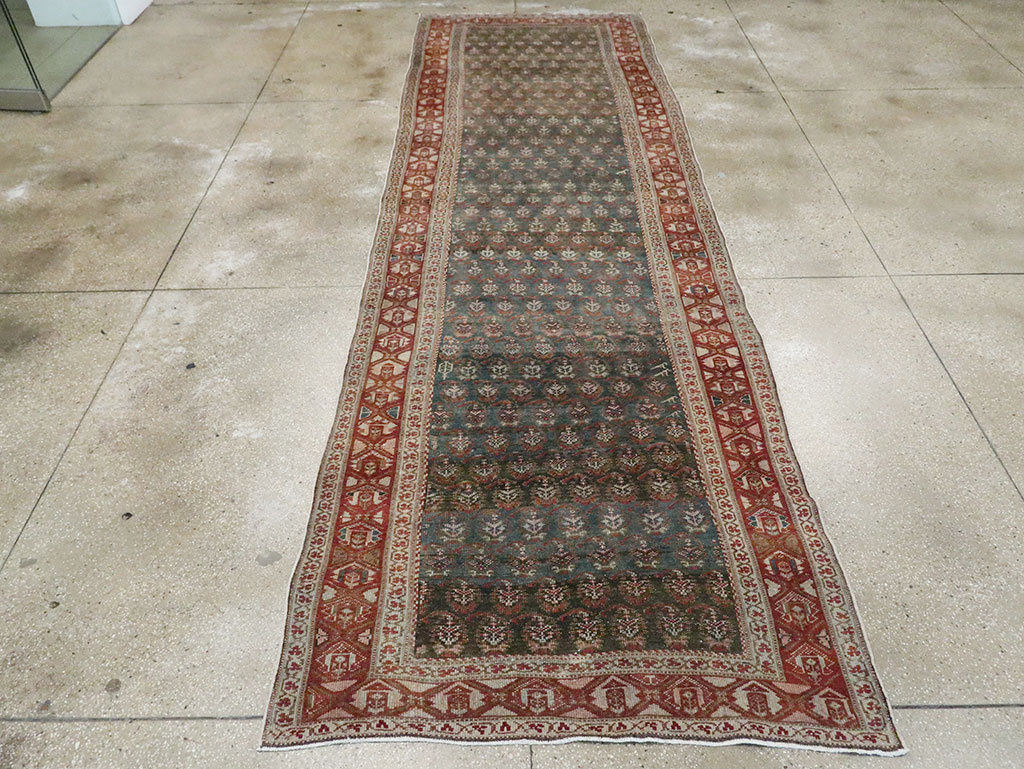 Antique Persian Kurdish Wide Gallery Runner, No.27826 - Gss