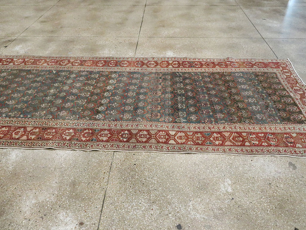 Antique Persian Kurdish Wide Gallery Runner, No.27826 - Gss