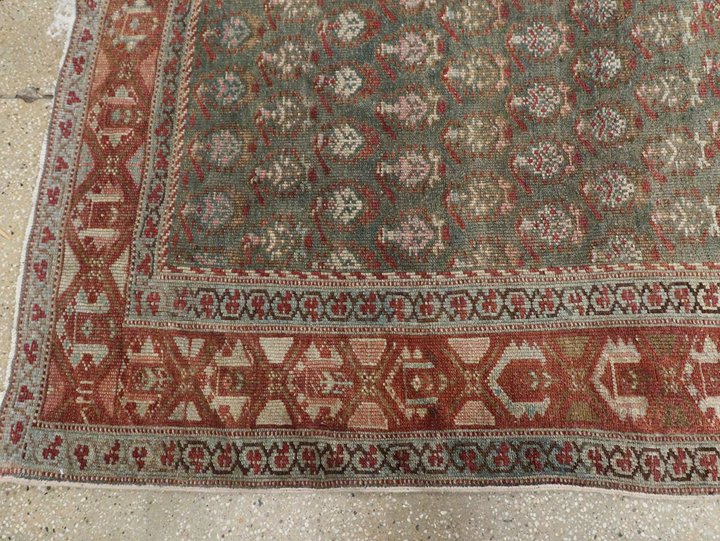 Antique Persian Kurdish Wide Gallery Runner, No.27826 - Gss