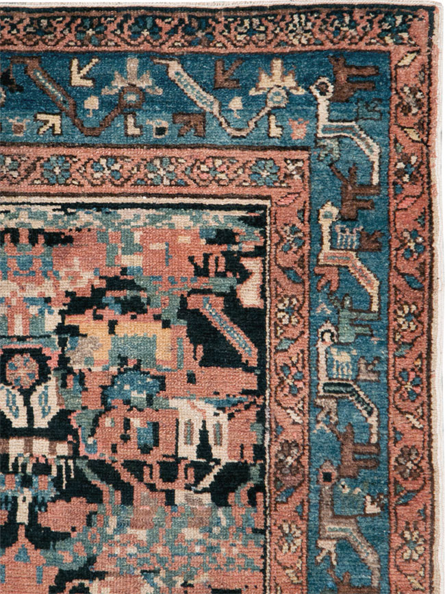 Antique Persian Malayer Square Throw Rug, No.27833 - Gss