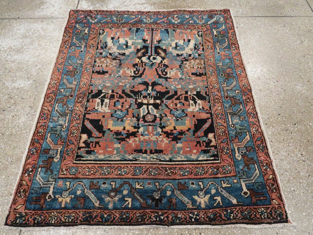 Antique Persian Malayer Square Throw Rug, No.27833 - Gss