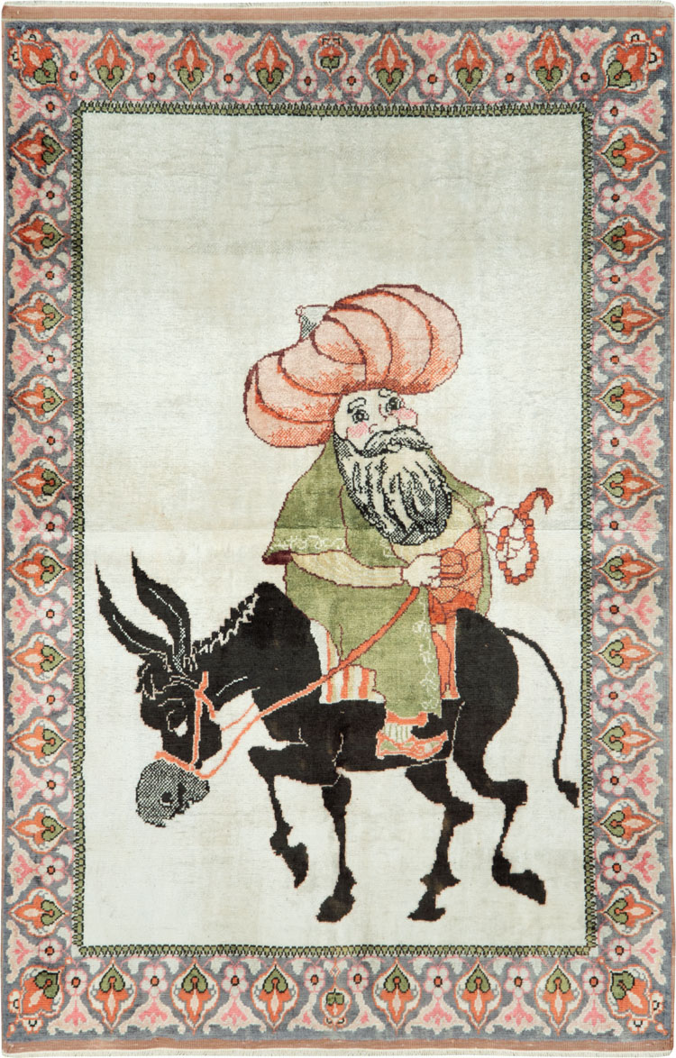 Vintage Turkish Kayseri Pictorial Rug, No.27854 - Gss