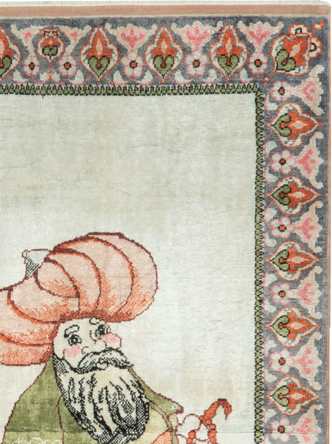 Vintage Turkish Kayseri Pictorial Rug, No.27854 - Gss