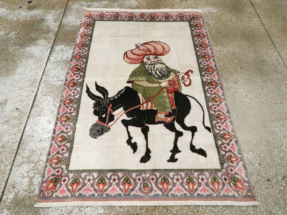 Vintage Turkish Kayseri Pictorial Rug, No.27854 - Gss