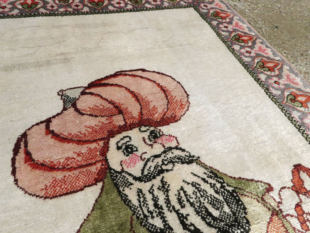 Vintage Turkish Kayseri Pictorial Rug, No.27854 - Gss