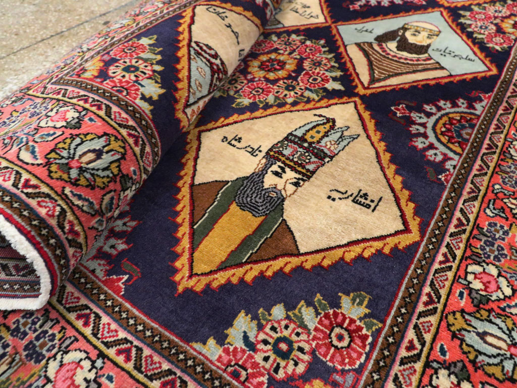 Vintage Persian Kerman Pictorial Accent Rug, No.27903 - Gss