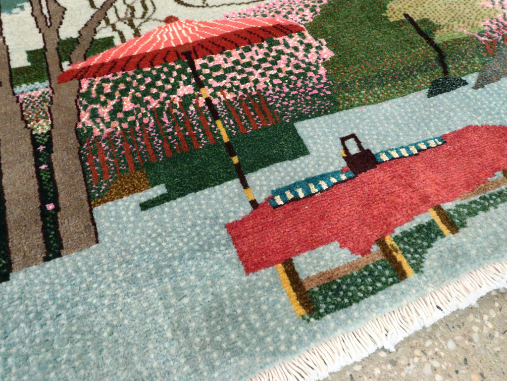 Vintage Persian Tabriz Pictorial Throw Rug, No.27914 - Gss