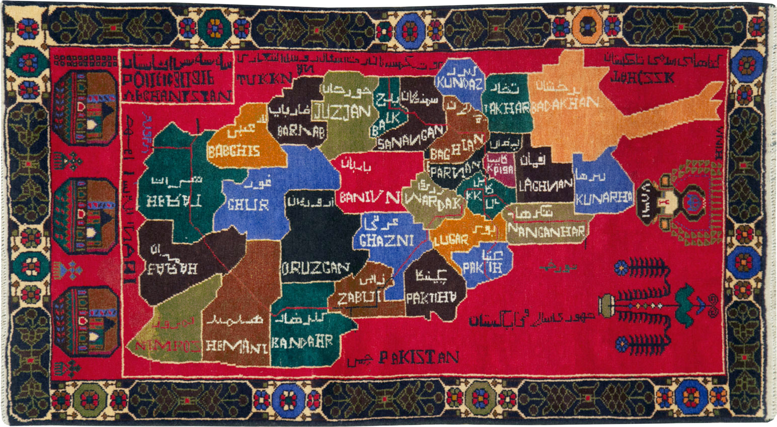 Vintage Scandinavian Map Rug, No.27945 - Gss