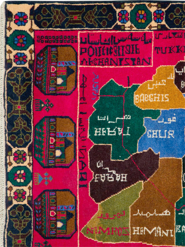 Vintage Scandinavian Map Rug, No.27945 - Gss