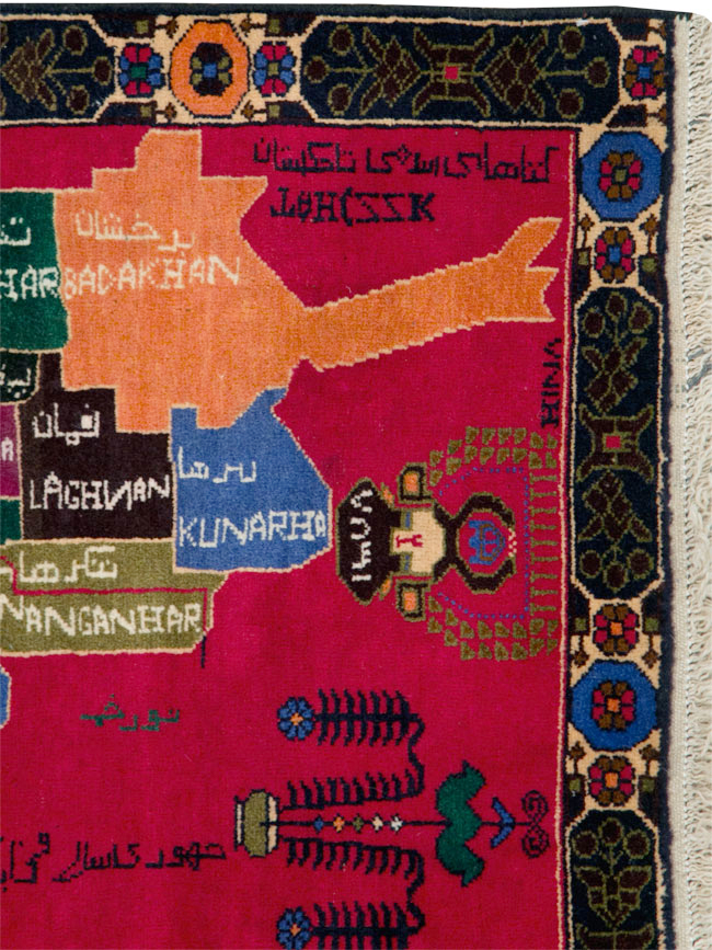 Vintage Scandinavian Map Rug, No.27945 - Gss