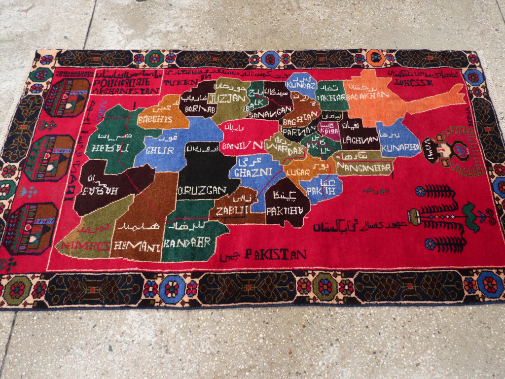 Vintage Scandinavian Map Rug, No.27945 - Gss