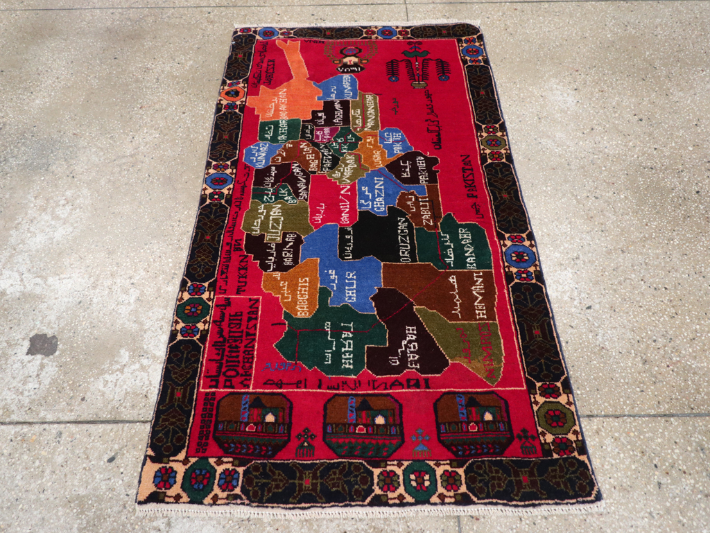 Vintage Scandinavian Map Rug, No.27945 - Gss