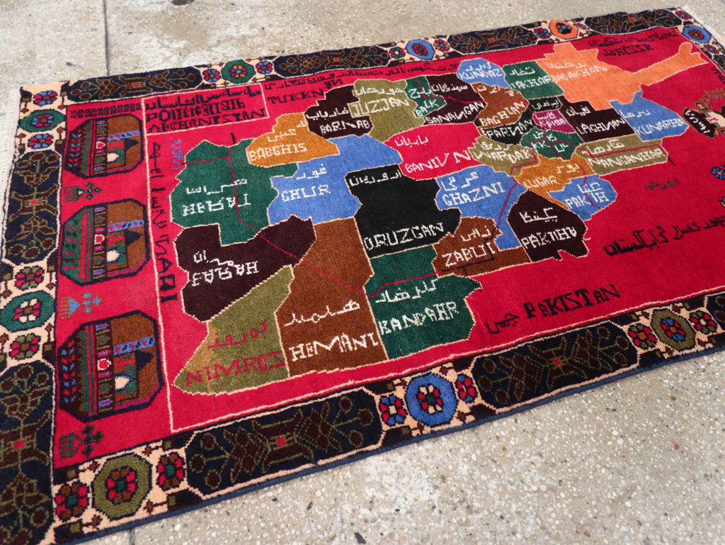 Vintage Scandinavian Map Rug, No.27945 - Gss